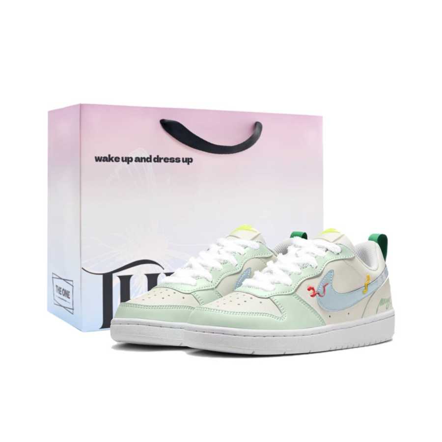 Nike Nike Court Borough Quenching Pine Green Synthetic Leather Slip Resistant Low top Kids' Skateboarding Shoes Green Unisex
