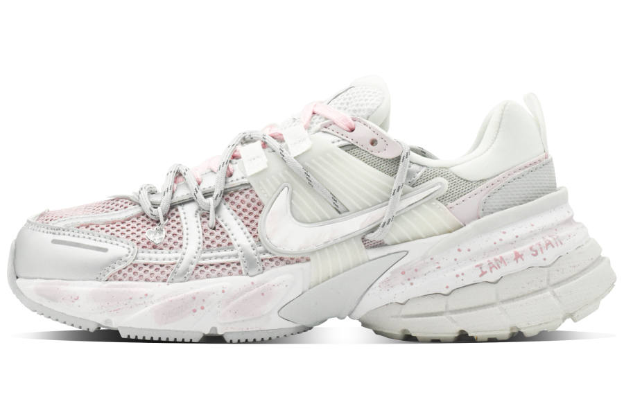 Nike Nike V2K Run Light Pink Silver Glow Slip Resistant Slip Resistant Low top Kids' Running Shoes Gray Pink Teenagers