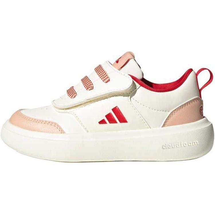 Adidas Adidas Cloudfoam Synthetic Leather Slip Resistant Abrasion Resistant Low top Kids Lifestyle Shoes White Red