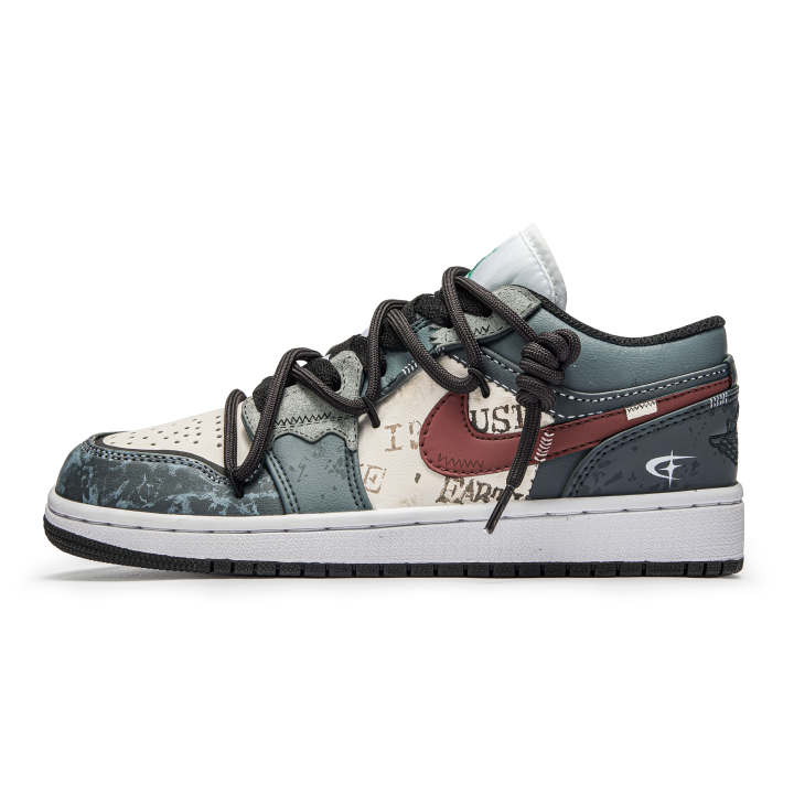 Jordan Jordan Air Jordan 1 Low Leather Abrasion Resistant Abrasion Resistant Low top Kids' Skateboarding Shoes Blue White