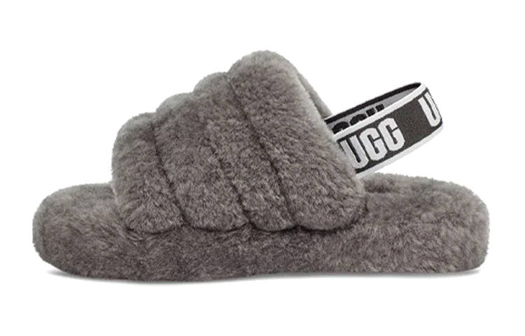 UGG UGG Fluff Yeah Slide Charcoal Kids