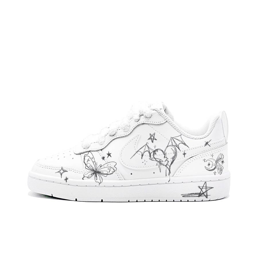 Nike Nike Court Borough Dance Of Ash Leather Slip Resistant Slip Resistant Low top Kids' Skateboarding Shoes White Unisex