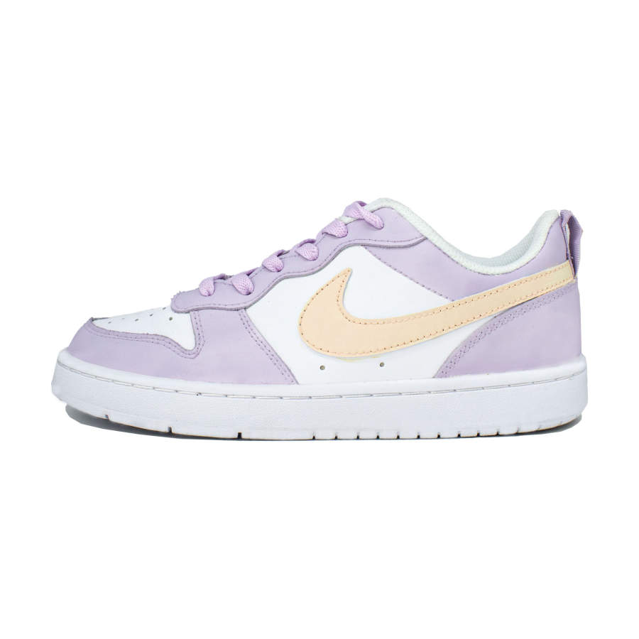 Nike Nike Court Borough Low 2 Leather Slip Resistant Cushioning Low top Kids' Skateboarding Shoes Purple/Yellow Teenagers