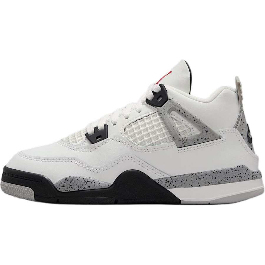Jordan Jordan Air Jordan 4 Slip Resistant Mid top Children's Basketball Shoes White Black Children Aged 3 7 Years Old