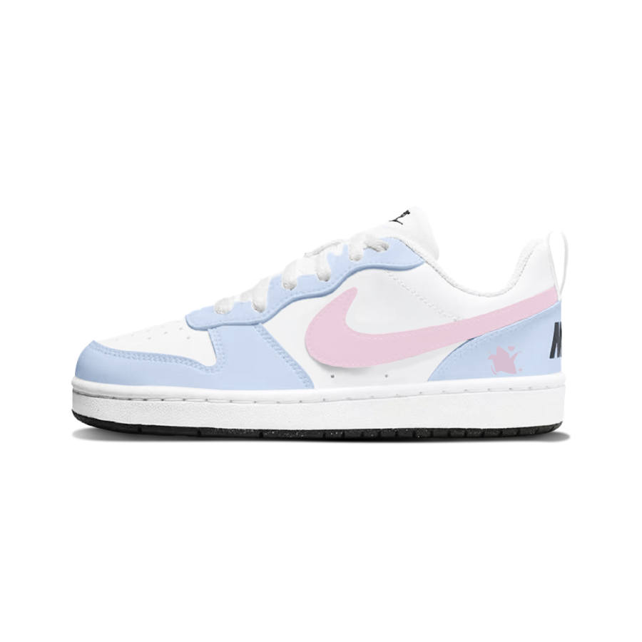 Nike Nike Court Borough Pink Blue Wish Synthetic Leather Abrasion Resistant Low top Skateboard Shoes White Kids'