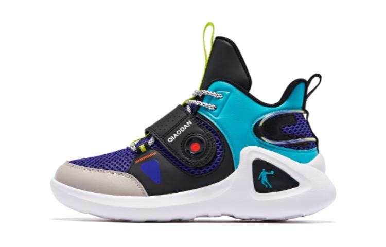 QIAODAN Cushioning Slip Resistant Abrasion Resistant Lightweight Mid top Basketball Shoes Purple Blue Green Teenagers