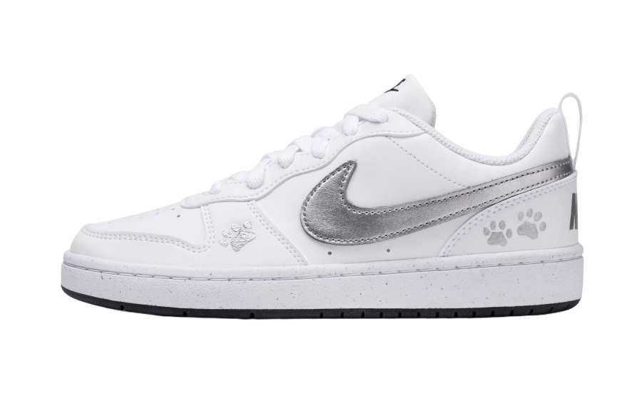 Nike Nike Court Borough Synthetic Leather Low top Kids' Skateboarding Shoes Silver Kids'