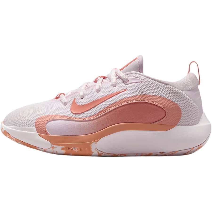 Nike Nike ISOFLY Slip Resistant Abrasion Resistant Low top Children's Basketball Shoes Pink Teenagers