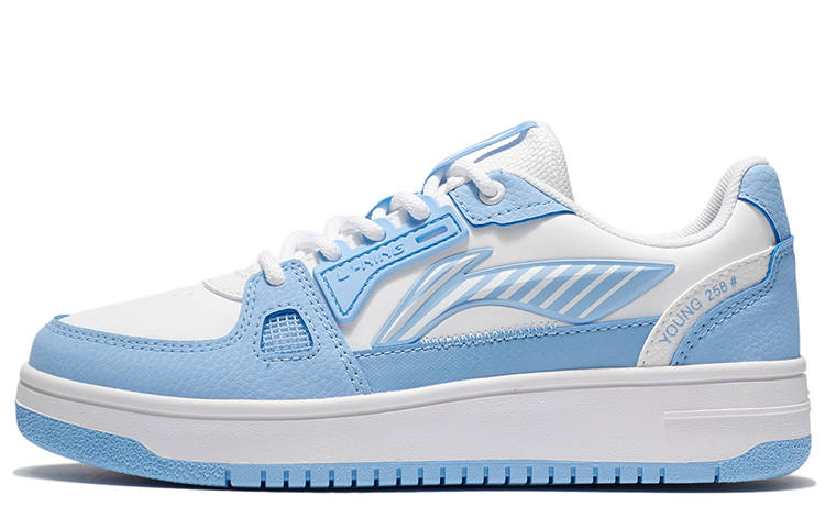Li-Ning YOUNG Li Ning YOUNG Sports Life Collection Synthetic Leather Low top Skateboard Shoes White Blue Teenagers
