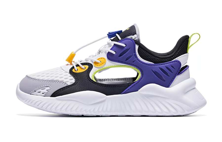 QIAODAN Frame Shoes Synthetic Leather Low top Casual Shoes White Purple Unisex