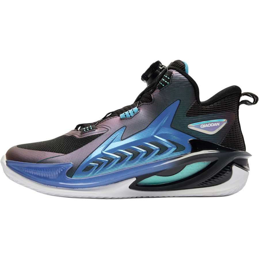 QIAODAN Mid top Basketball Shoes Black Blue Teenagers