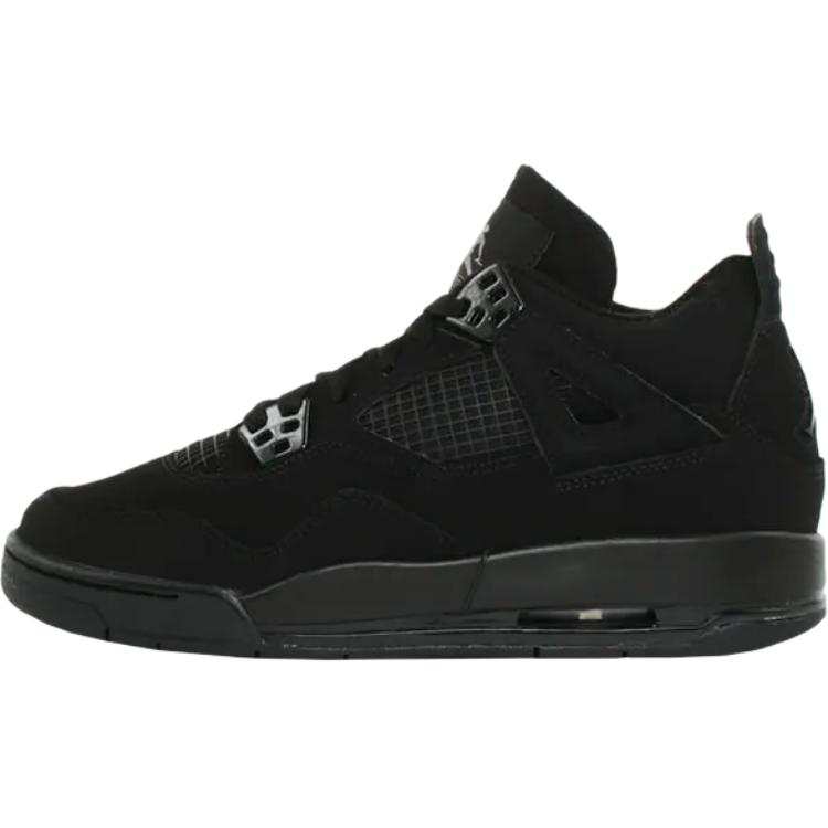 Jordan Jordan Air Jordan 4 Abrasion Resistant Mid top Children's Basketball Shoes Black Teenagers