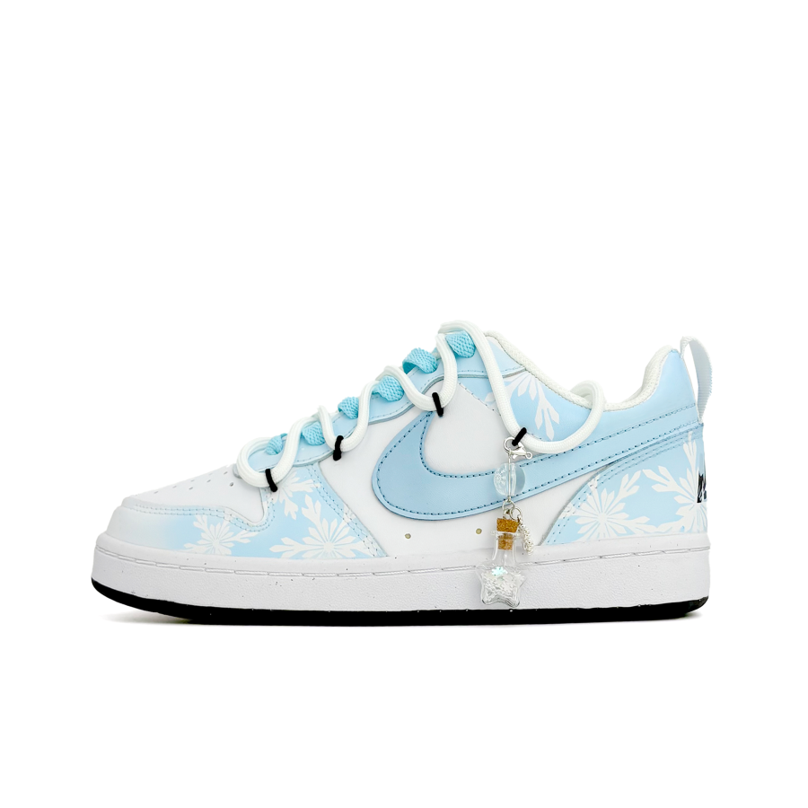 Nike Nike Court Borough Synthetic Leather Abrasion Resistant Low top Kids' Skateboarding Shoes Light Blue Teenagers