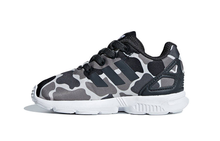 Adidas Originals ZX Flu Abrasion Resistant Low top Toddler Shoes Carbon Black Infant And Toddler
