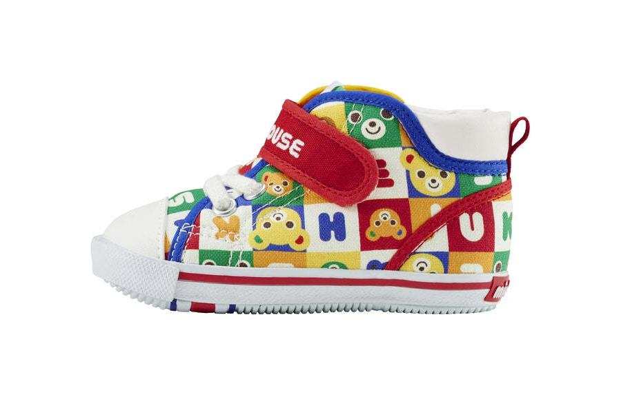 MIKI HOUSE Comfortable Cushioning High top Toddler Shoes White Red Green Made In Japan Infant And Toddler
