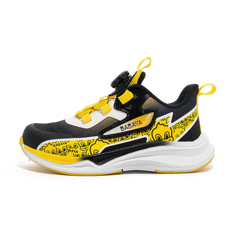 Babaya Mesh Slip Resistant And Breathable Low top Kids' Running Shoes Black Yellow Teenagers