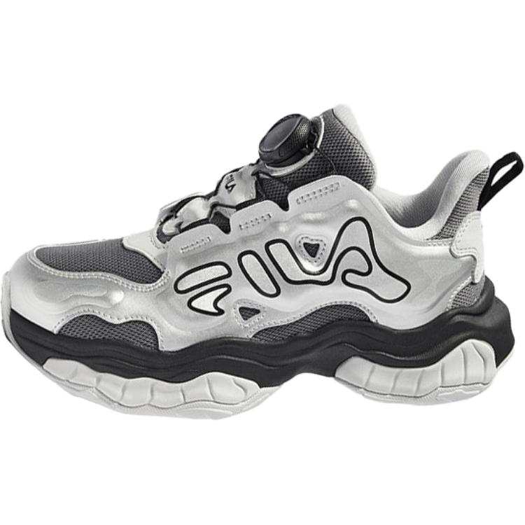 FILA KIDS BOA Slip Resistant Abrasion Resistant Low top Kids' Running Shoes Silver Gray Teenagers