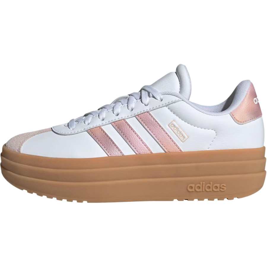 Adidas Adidas Leather Slip Resistant Abrasion Resistant Low top Kids' Skateboarding Shoes Cloud White/Pink Coral Teenagers