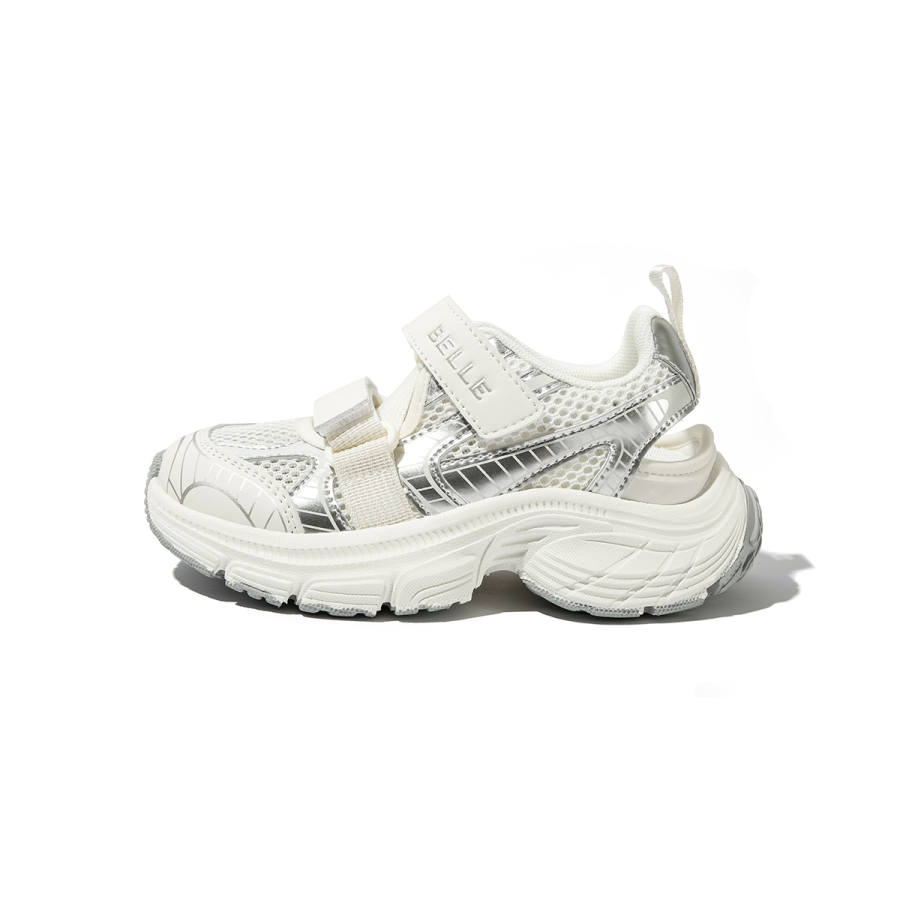 BELLE Synthetic Leather Kids Lifestyle Shoes Beige Silver Kids'