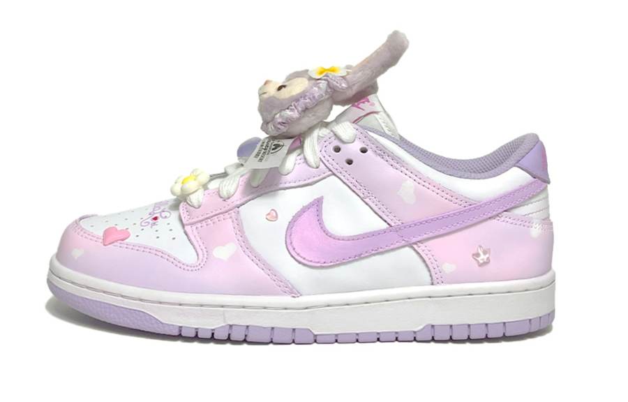 Nike Nike Dunk Dreamy Ballet Bunny Slip Resistant Low top Kids' Skateboarding Shoes Light Purple Teenagers