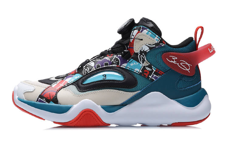 Li-Ning YOUNG Li Ning Wade Mid top Sports Casual Shoes Apricot Black Blue Teenagers