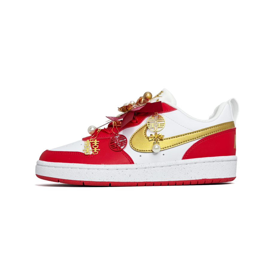 Nike Nike Court Borough A Succession Of Good News Slip Resistant Abrasion Resistant Low top Skateboard Shoes Gold Red