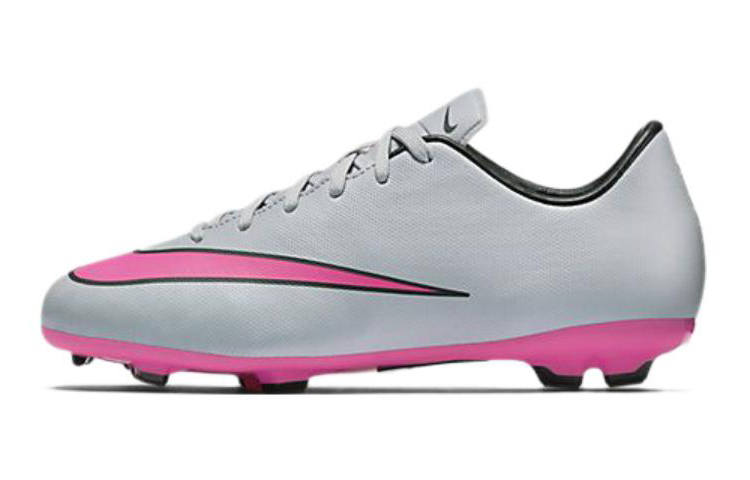 Nike Nike Mercurial Victory JR 5 FG Slip Resistant Cushioning Abrasion Resistant Low top Soccer Shoes Gray Pink Kids'