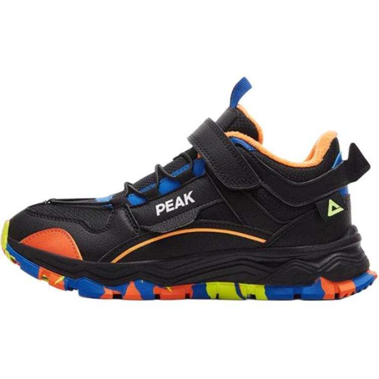 PEAK Synthetic Leather, Textile Slip Resistant, Abrasion Resistant, Thermal Low top Kids Lifestyle Shoes Black/Orange