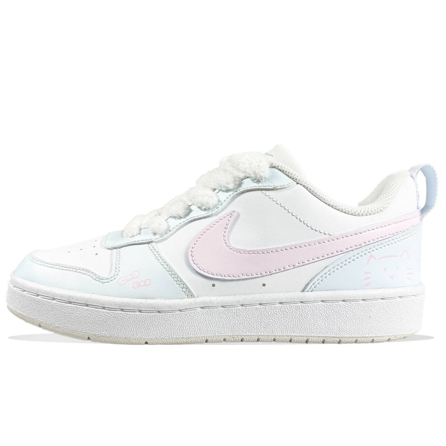 Nike Nike Court Borough Peach Kitten Slip Resistant Abrasion Resistant Low top Kids' Skateboarding Shoes Blue Teenagers