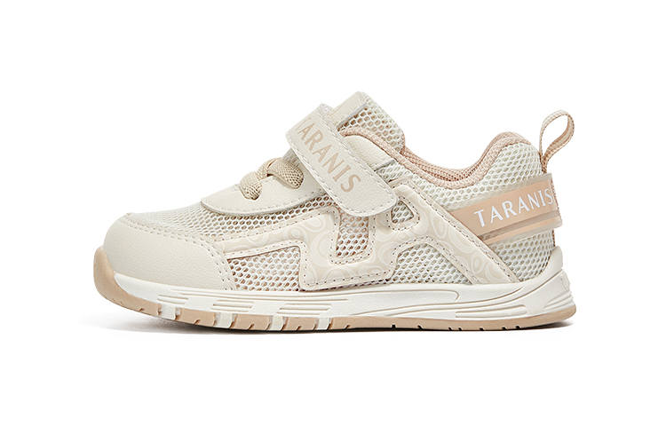 TARANIS Cushioning Abrasion Resistant Cushioning, Wear Resistant Low top Toddler Shoes White Apricot Infant And Toddler
