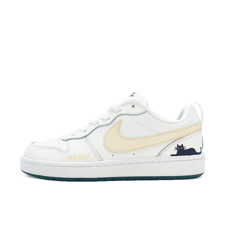 Nike Nike Court Borough MEOW Yellow Synthetic Leather Slip Resistant Abrasion Resistant Slip Resistant Abrasion Resistant