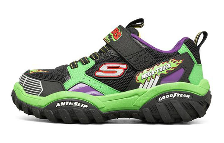 Skechers Mesh Kids Lifestyle Shoes Black Green Kids'