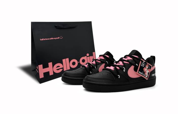 Nike Nike Court Borough Low 2 Low top Skateboard Shoes Black Pink Kids'