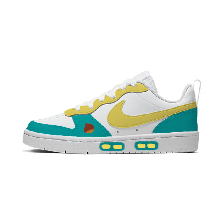 Nike Nike Court Borough Chestnut Leather Low top Kids' Skateboarding Shoes White Blue Yellow