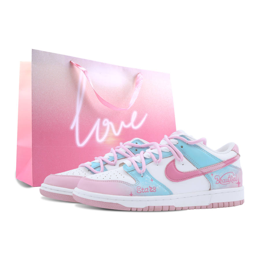 Nike Nike Dunk Dreamy Starry Abrasion Resistant Low top Kids' Skateboarding Shoes Pink Blue Unisex