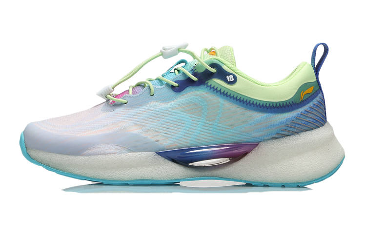 Li-Ning YOUNG Li Ning YOUNG Comfortable And Trendy Low top Running Shoes Blue Green Teenagers