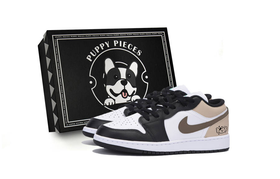 Jordan Jordan Air Jordan 1 Slip Resistant Low top Children's Basketball Shoes Black Brown Teenagers