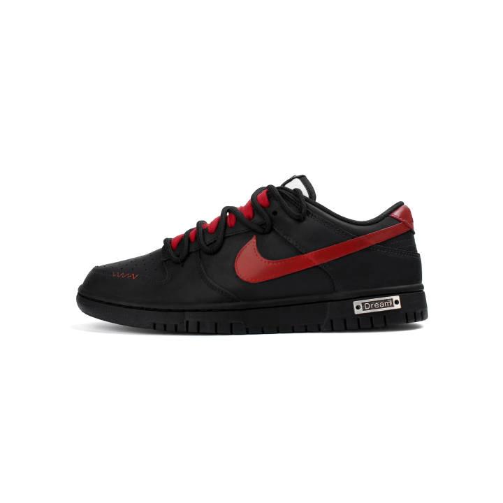Nike Nike Dunk Triple Black Crimson Shadow Leather Cushioning, Wear Resistant Low top Kids' Skateboarding Shoes Black Red