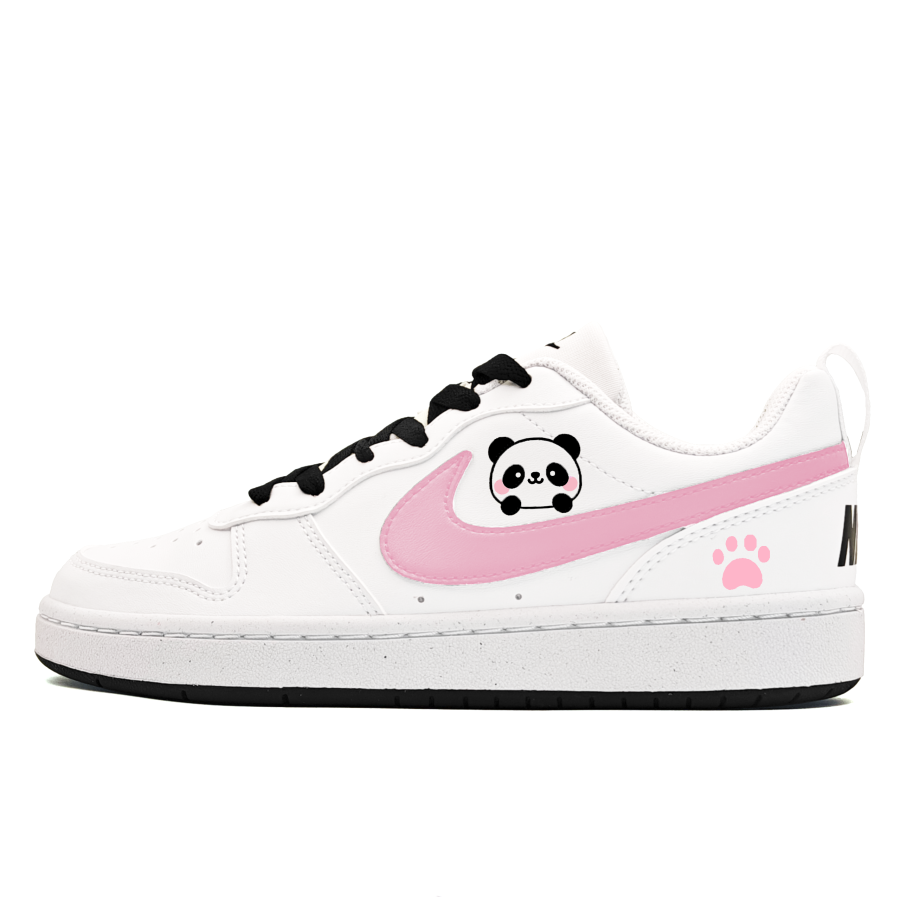 Nike Nike Court Borough Cute Panda Paw Synthetic Leather Low top Skateboard Shoes White Kids'