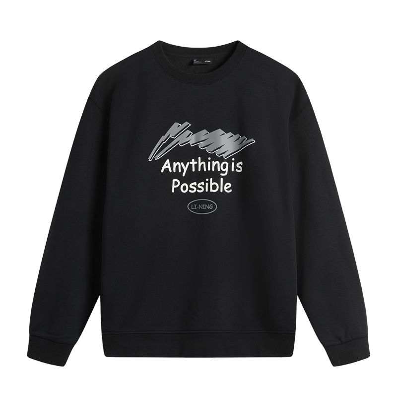 Li-Ning Li Ning Sweatshirts Unisex Black Crew Neck Moderate
