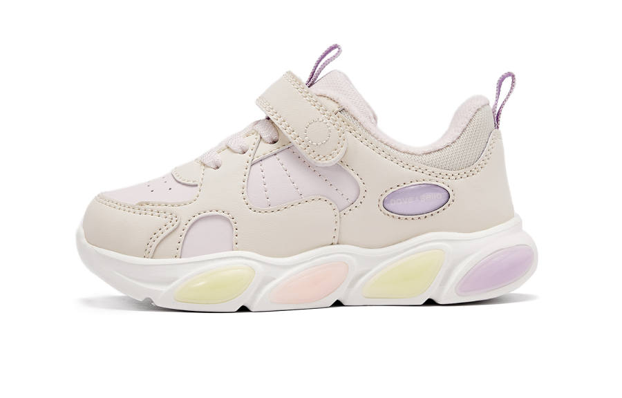 DAVE&BELLA DAVE&BELLA Patchwork Color Block Hook and Loop Light Up Flashing Sole Fleece Lined Lining Soft Sole Sports