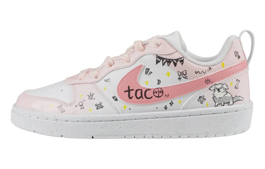 Nike Nike Court Borough 2Court Borough Low 2 Slip Resistant Abrasion Resistant Low top Kids' Skateboarding Shoes White Pink