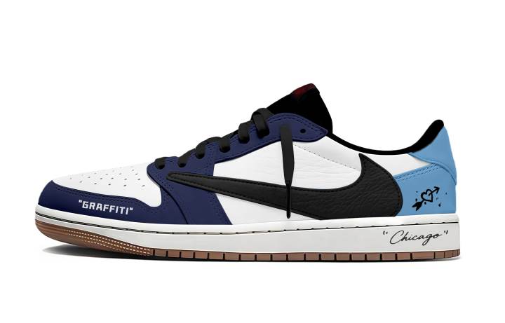 Jordan Travis Scott x Jordan Air Jordan 1 Hook Wind City Blue Flame Cushioning Abrasion Resistant Cushioning, Wear Resistant