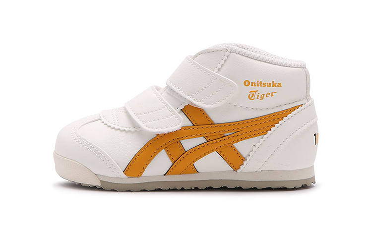 Onitsuka Tiger Mexico Mid Runner TS Comfortable Mid top Running Shoes White Yellow Infant And Toddler