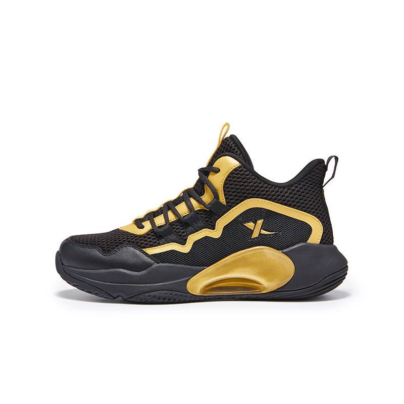 XTEP Basketball Collection Support Mid top Children's Basketball Shoes Black Gold Kids'
