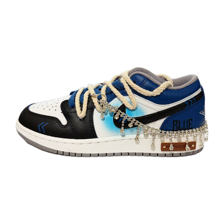 Jordan Jordan Air Jordan 1 Morning And Nightfall Leather Low top Children's Basketball Shoes White Blue Gray Teenagers