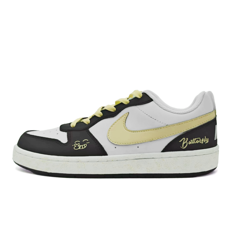 Nike Nike Court Borough Leather Slip Resistant Abrasion Resistant Low top Kids' Skateboarding Shoes Yellow Teenagers