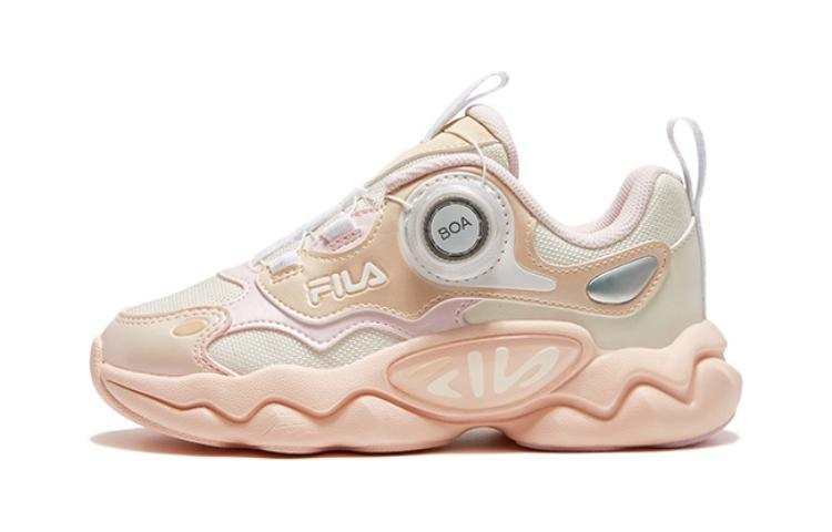 FILA KIDS Boa Vintage Cushioning, Wear Resistant Low top Kids' Running Shoes White Pink Children Aged 3 7 Years Old