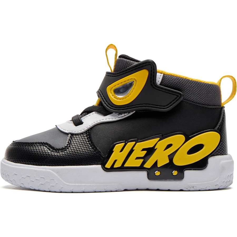 QIAODAN Slip Resistant Cushioning Slip Resistant Cushioning Mid top Toddler Shoes Black Yellow Infant And Toddler