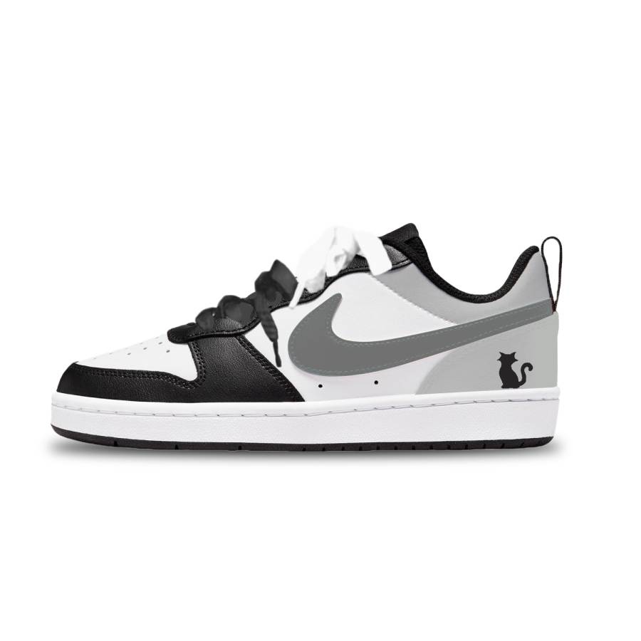 Nike Nike Court Borough Gray Moon Cat Leather Abrasion Resistant Low top Kids' Skateboarding Shoes Unisex